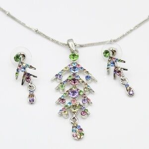 Multi colored crystal necklace & earrings